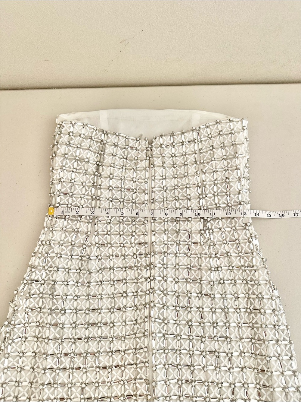 NWT Ramy Brook Harper Beaded Strapless Mini Dress Ivory Silver 6 Bridal $1095 - Picture 7 of 11